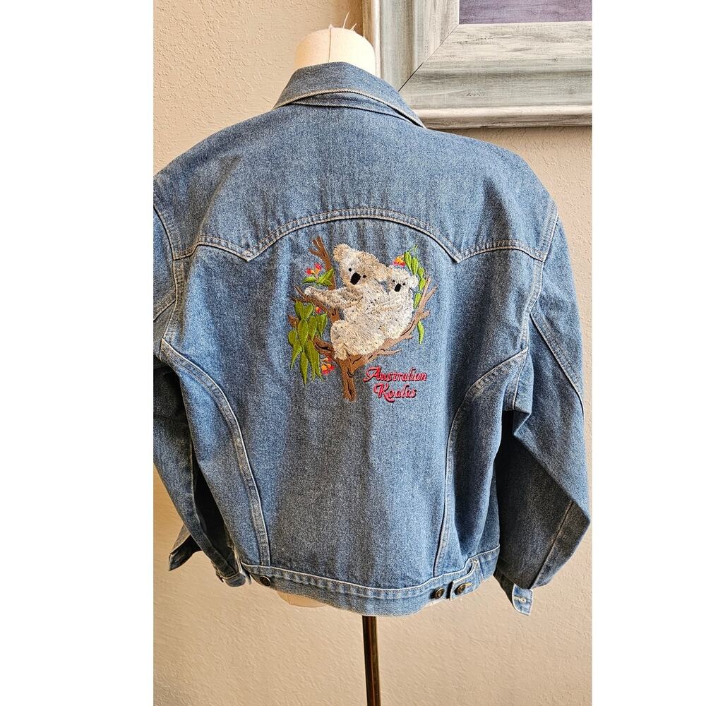 Vintage Larrikin Australian Koalas Denim Jean Jacket Womens Medium to‎ Large